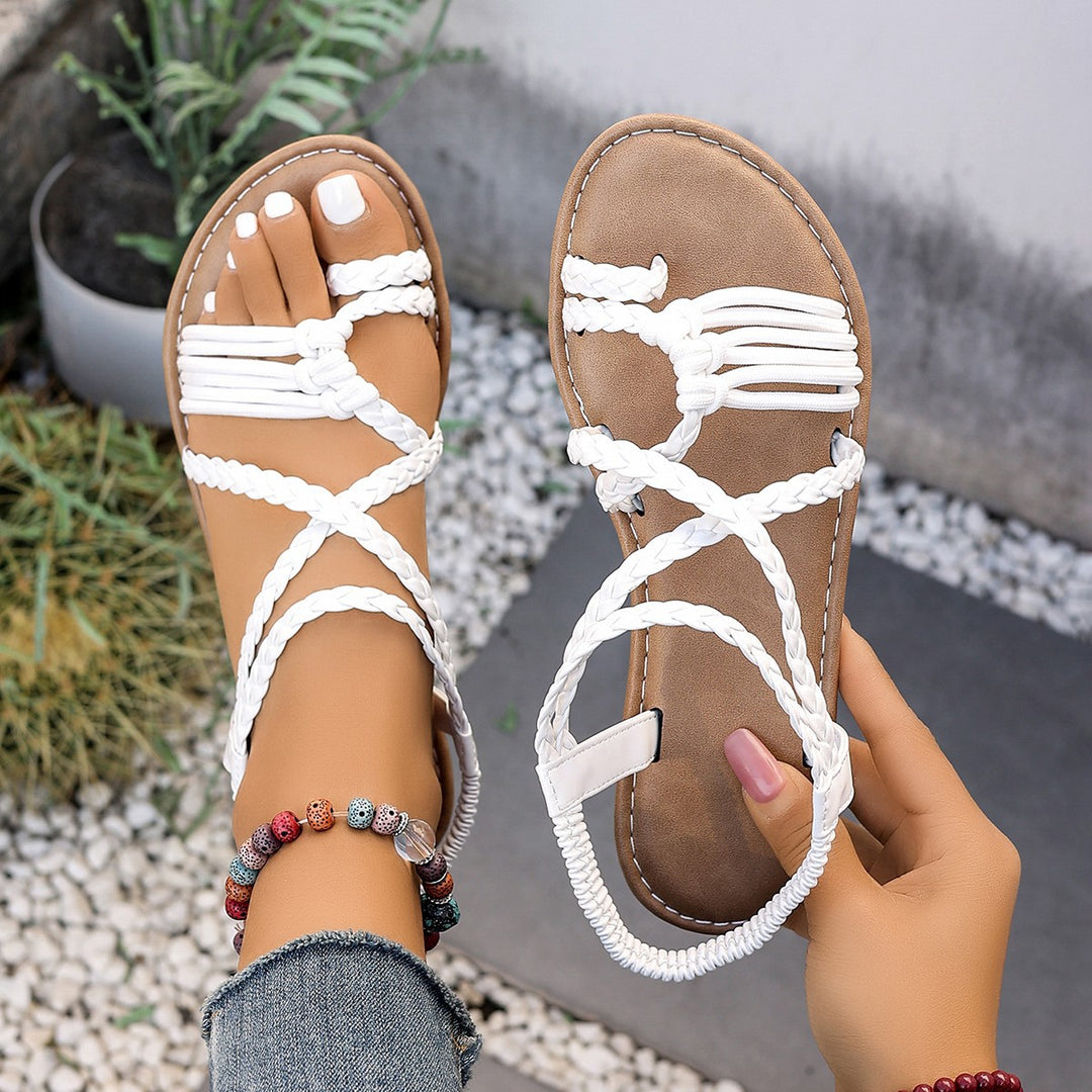Damen Geflochtene Freizeit-Sandalen mit anatomischem Fußbett EB