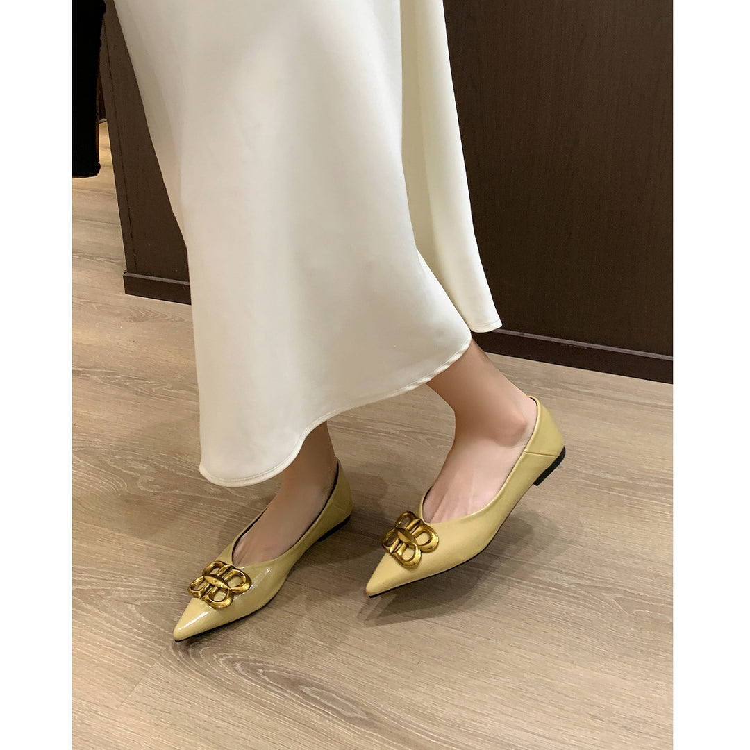 Damen Ballerinas mit elegantem Spitzenbereich und luxuriösem Schnallenakzent EB