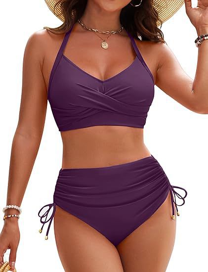 Damen Hochtailliertes Bikini-Set mit Wickeloberteil EB