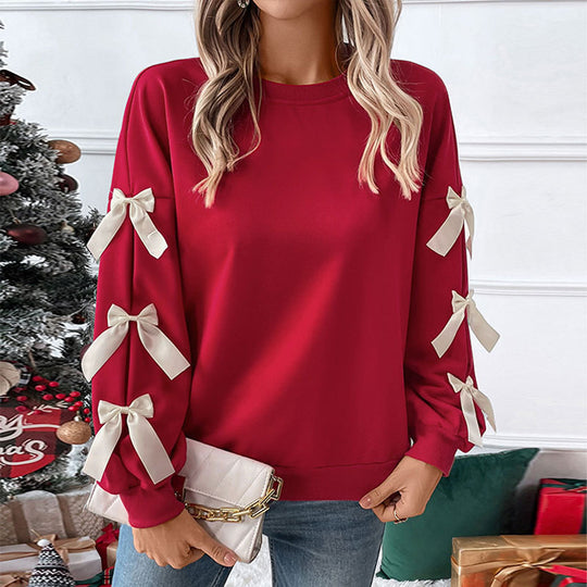 Damen Sweatshirt mit Rüschen und Schleifen EB