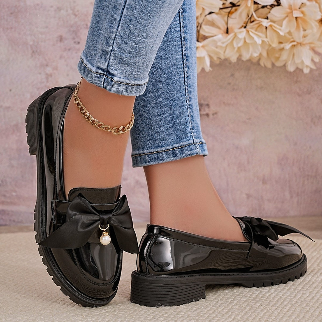 Damen Mokassins mit modischem Schleifen-Detail und Perlenapplikation EB