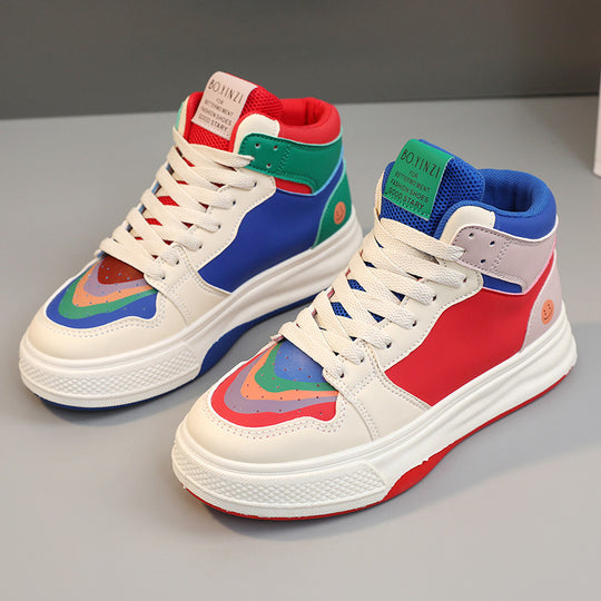 Damen modische High-Top Sneakers mit bunten Akzenten und atmungsaktivem Obermaterial EB