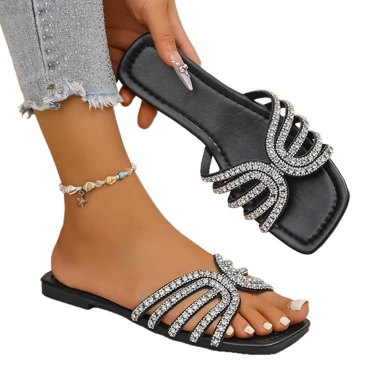 Damen Glamouröse Riemchensandalen mit funkelnden Strass-Applikationen EB