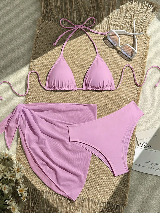 Damen Triangel-Bikini mit Wickeltuch und verstellbaren Trägern EB