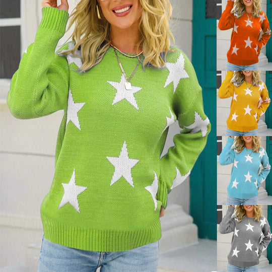Damen Modischer Pullover mit Sternenmuster EB