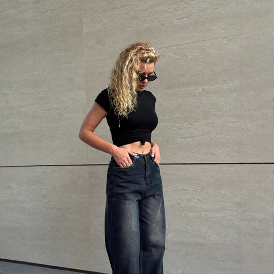 Damen Hochtaillierte Baggy-Jeans mit lockerer Passform EB