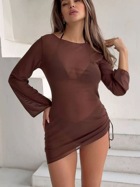 Damen Fashion-Transparente Strandkleid EB