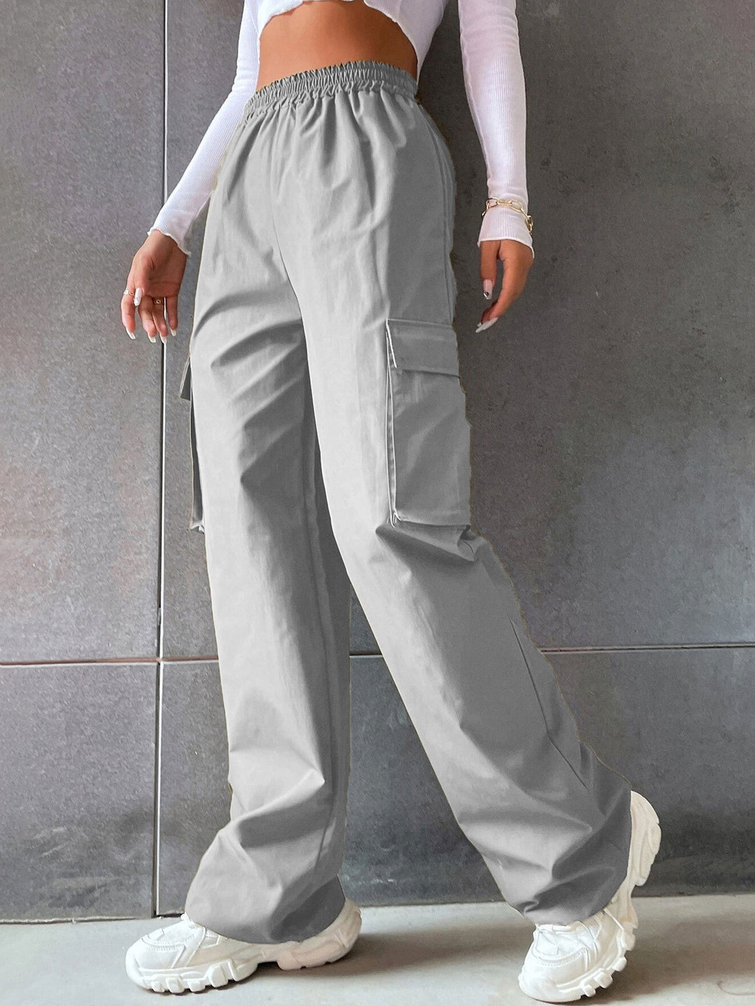 Damen Cargo Hose mit elastischem Bund und praktischen Seitentaschen EB
