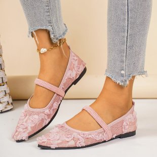 Damen elegante Ballerinas mit floralen Applikationen EB