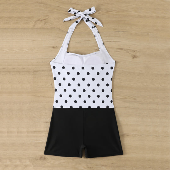 Damen Einteiliger Badeanzug mit Rüschendetails und Hüftshorts EB