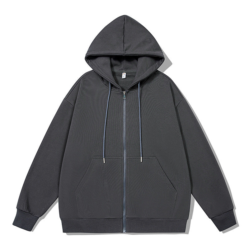 Unisex oversized Kapuzenjacke mit ausladendem Schulterschnitt, durchgehendem Reißverschluss und French-Terry EB