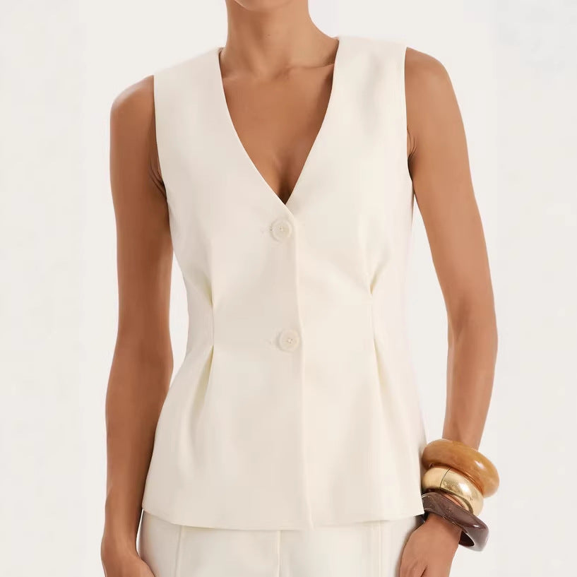 Damen elegante Bluse mit V-Ausschnitt und plissierten Details EB