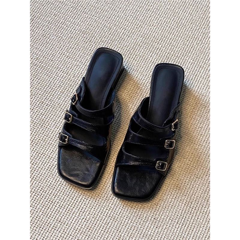 Damen stilvolle Mules mit verstellbaren Riemen EB