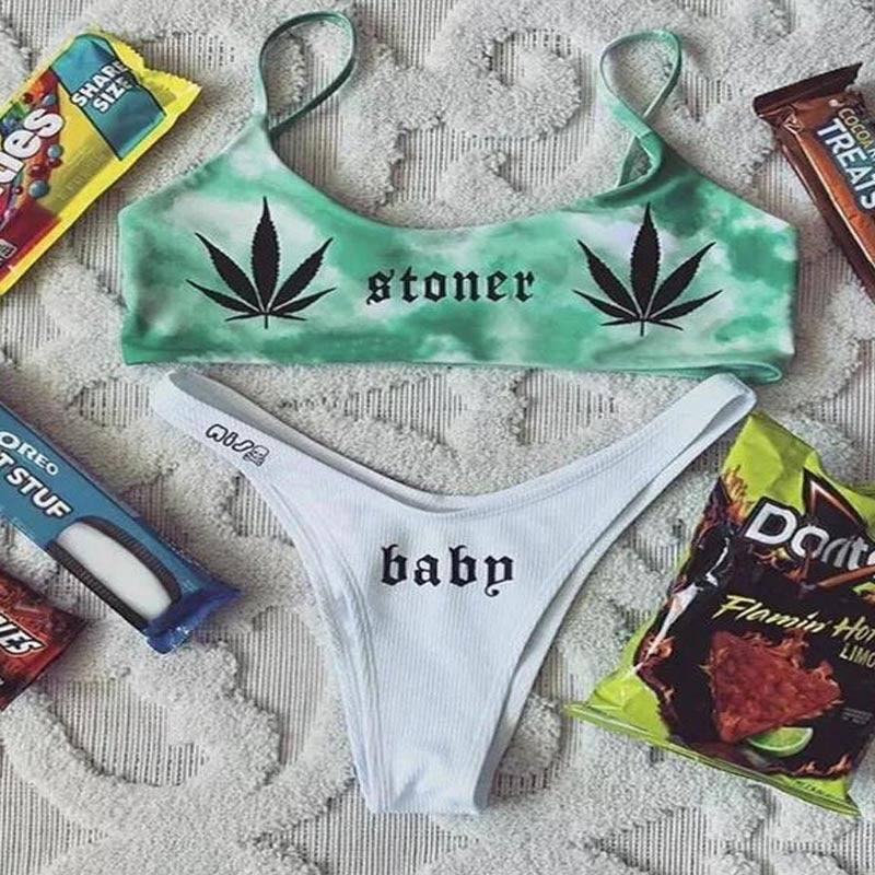 Damen Sport-Bikini mit auffälligem Grafikdesign EB