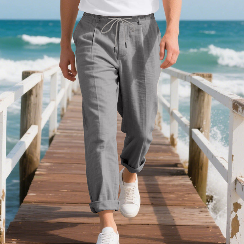 Herren leichte, atmungsaktive Strandhose mit verstellbarem Kordelzug und praktischen seitlichen Taschen EB