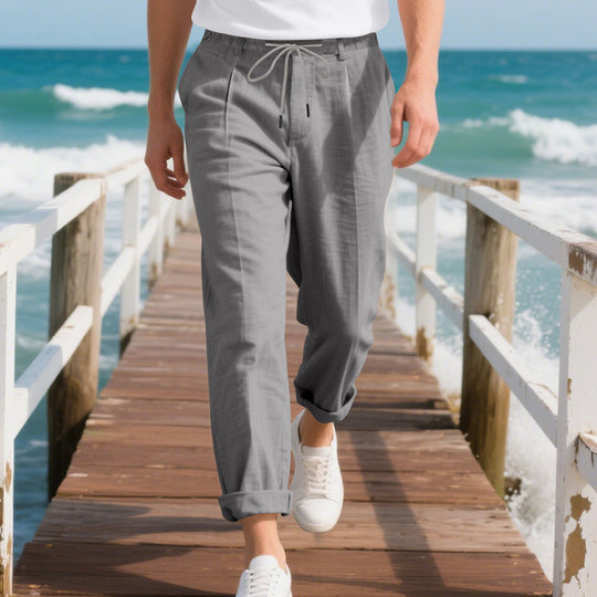 Herren leichte, atmungsaktive Strandhose mit verstellbarem Kordelzug und praktischen seitlichen Taschen EB