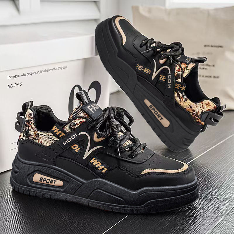 Damen Sportliche Chunky Sneakers mit stabiler Sohle und modischem Textil-Hintergrund EB