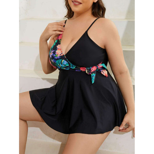 Damen Wickel-Badeanzug mit floralem Design EB