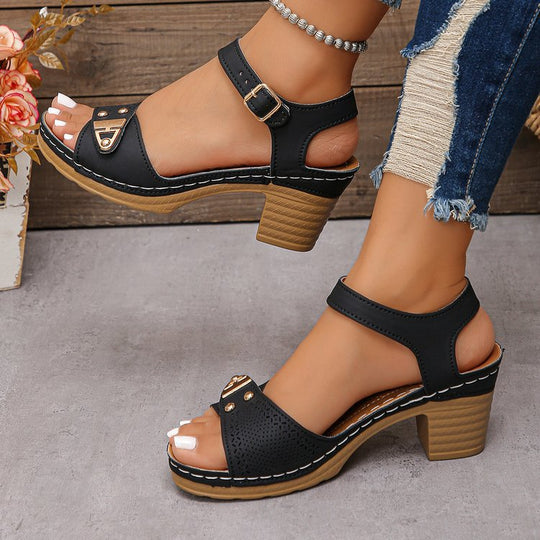 Damen Elegante Sandalen mit Blockabsatz EB