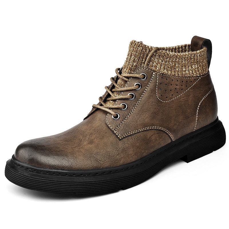 Damen Robuste und stylische Schnürboots mit gestricktem Knöchelbereich EB