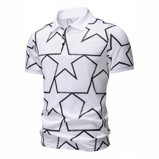 Herren Poloshirt mit modernem Sternen-Design und atmungsaktiven Materialien EB