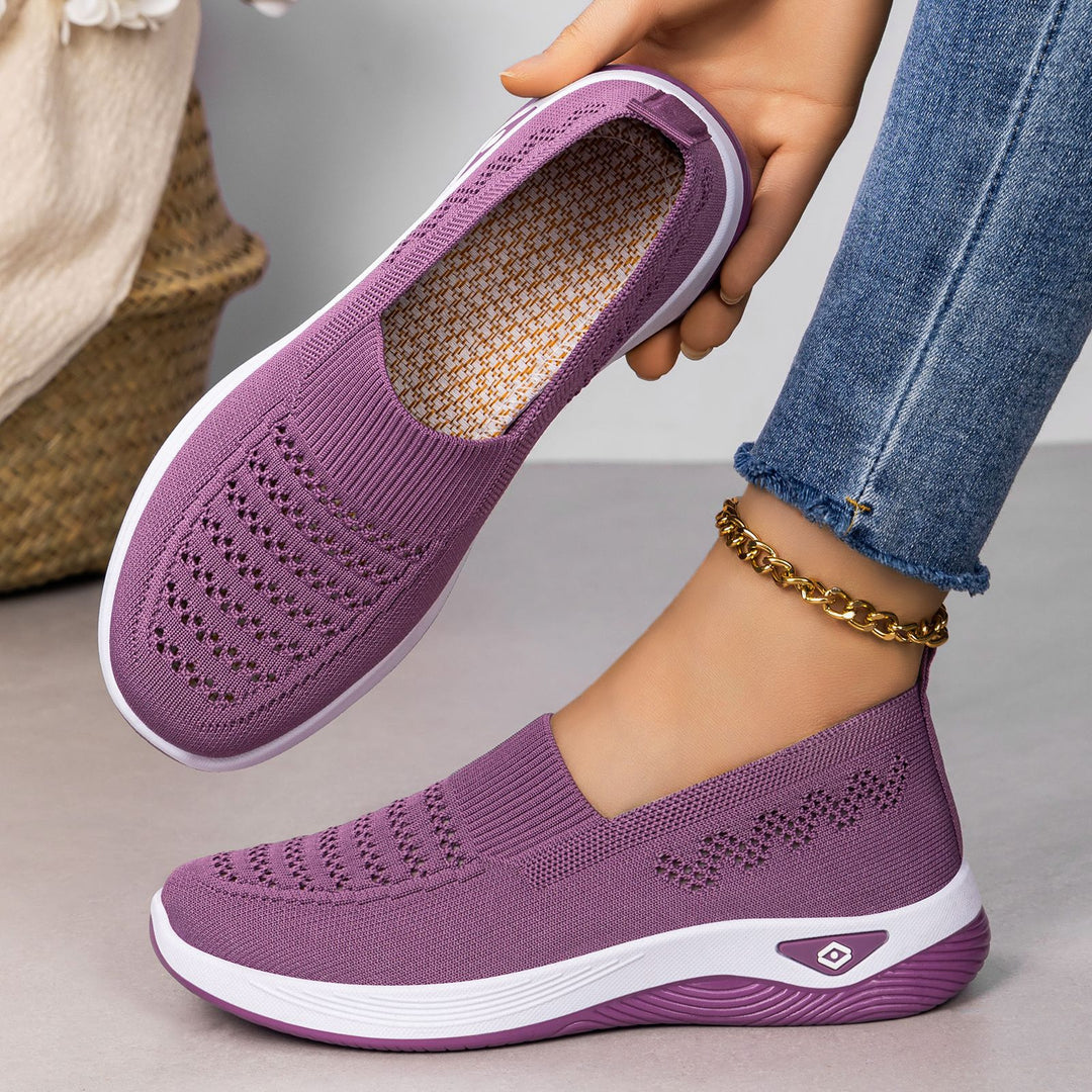 Damen Bequeme und atmungsaktive Slip-On Sneakers mit elastischem Obermaterial EB 1774525960