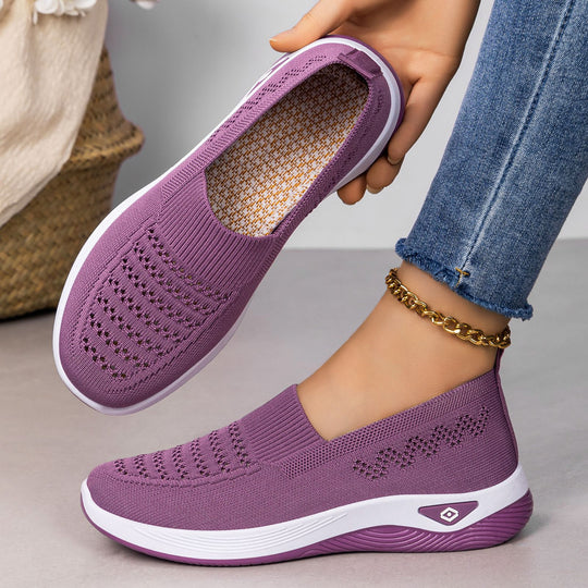 Damen Bequeme und atmungsaktive Slip-On Sneakers mit elastischem Obermaterial EB 1774525960