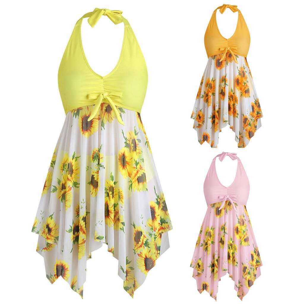 Damen Strandkleid mit verspieltem Blumendesign EB