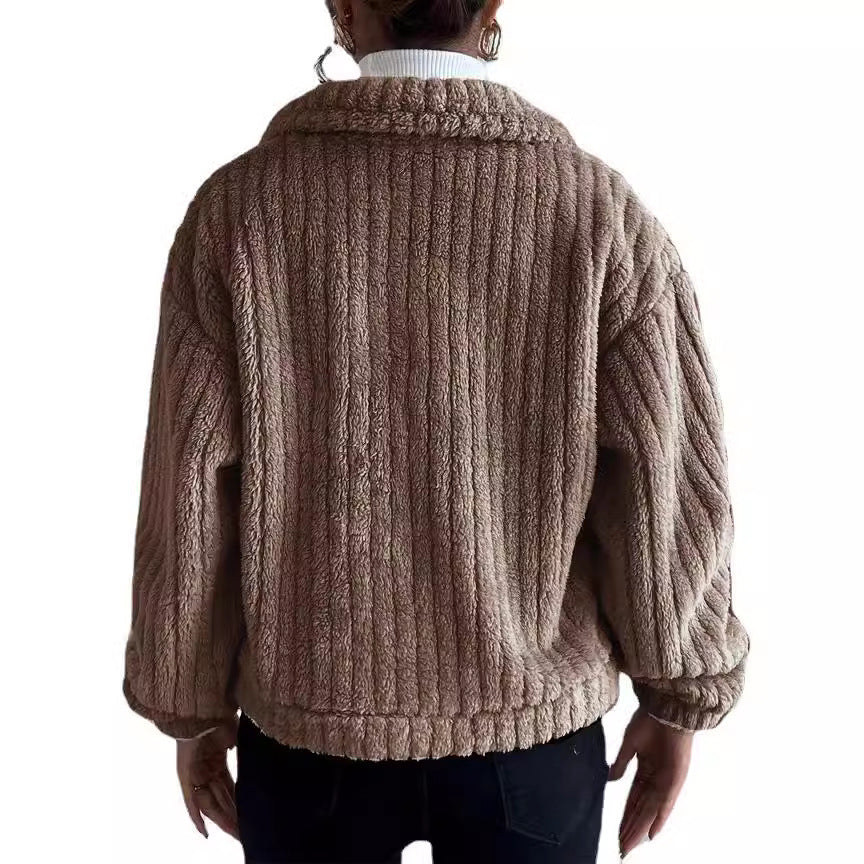 Damen Flauschige Oversize-Jacke mit strukturiertem Fleece EB