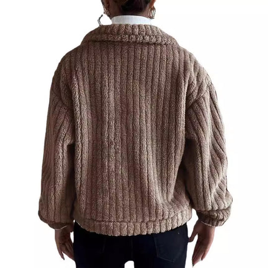 Damen Flauschige Oversize-Jacke mit strukturiertem Fleece EB