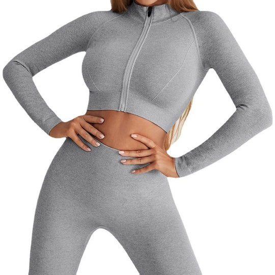 Damen Sportlicher Crop-Top mit Reißverschluss EB