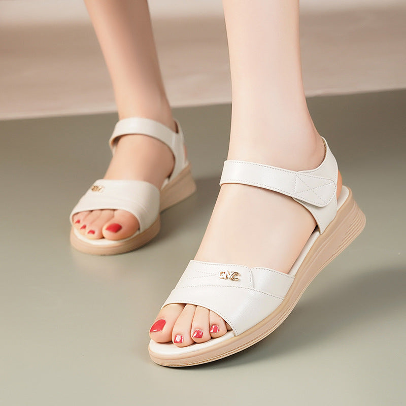 Damen Komfortable Wedge-Sandaletten mit verstellbarem Fesselriemen und ergonomischer Sohle EB