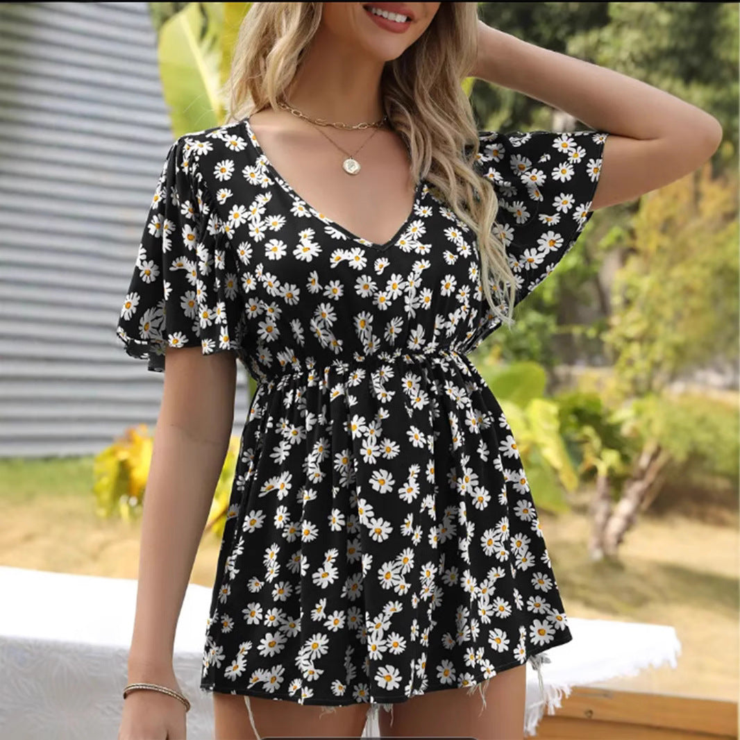 Damen Sommerkleid mit weitem Schnitt und eleganten Rüschendetails EB