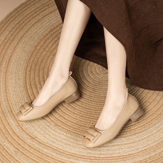 Damen elegante Ballerinas mit schickem Schnallen-Design EB