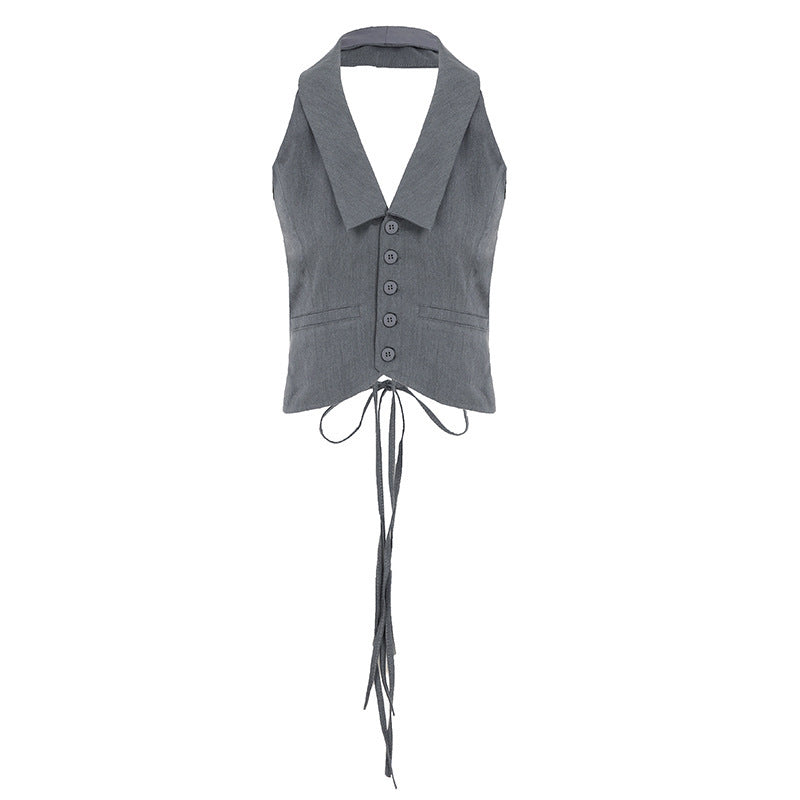 Damen elegantes Wickeloberteil mit stylischem Kragen und verspielten Details EB