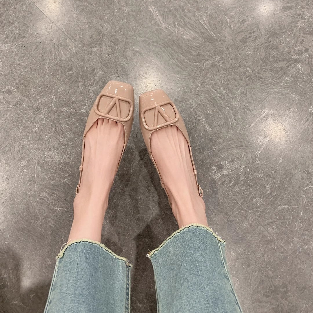 Damen Slingback-Schuhe mit modischer Schnalle und komfortablem Blockabsatz EB