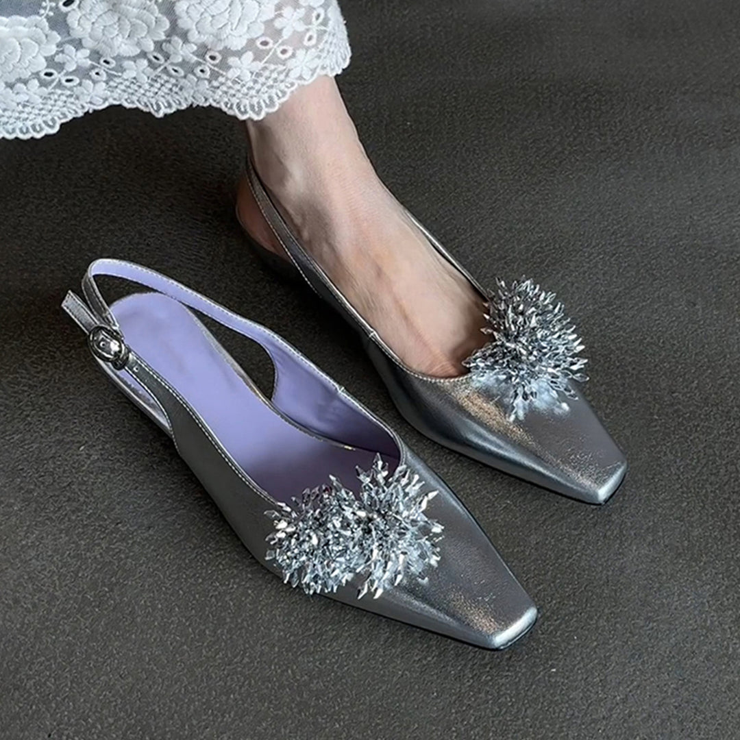 Damen Slingback-Pumps mit elegantem Glitzerakzent und komfortablem Blockabsatz EB