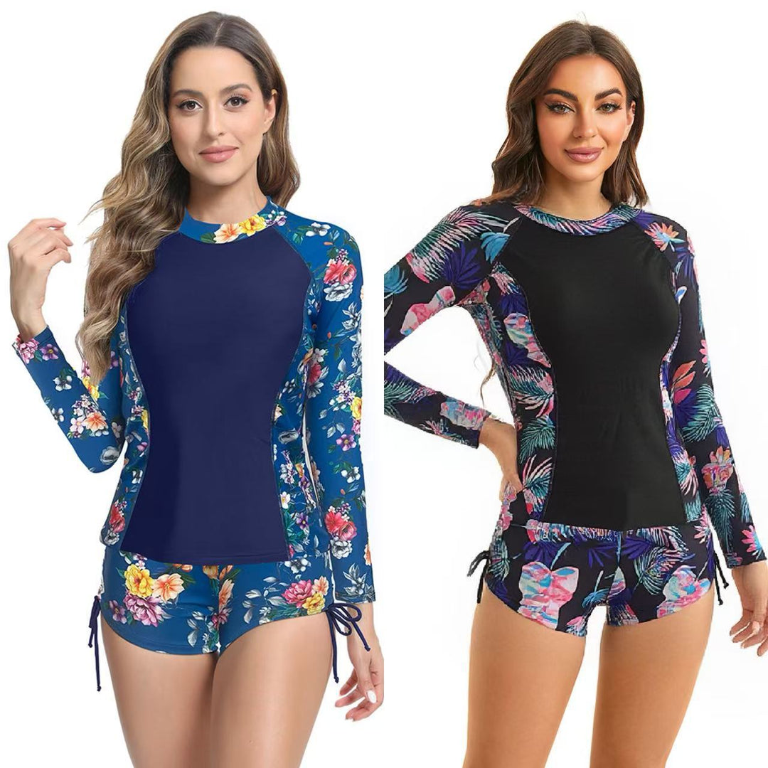 Damen UV-Schutz Langarm Schwimmanzug mit floralen Akzenten EB