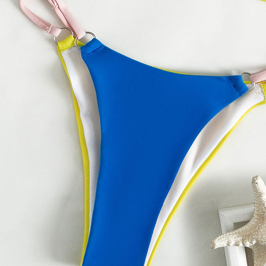 Damen Triangel-Bikini mit verstellbaren Trägern und innovativem Farbdesign EB
