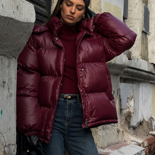 Damen Steppjacke mit voluminösem Schnitt und hohem Kragen EB