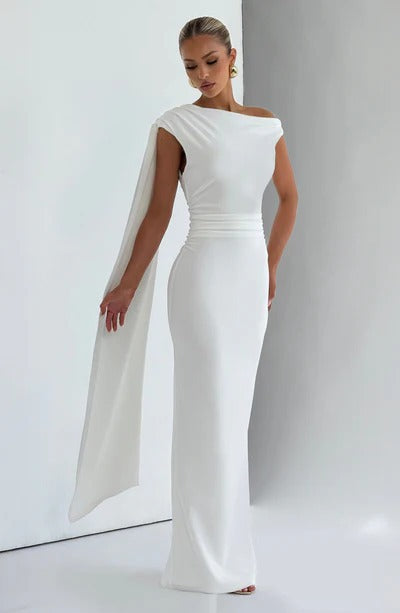Damen Elegantes Langes Abendkleid mit Ein-Schulter-Design EB
