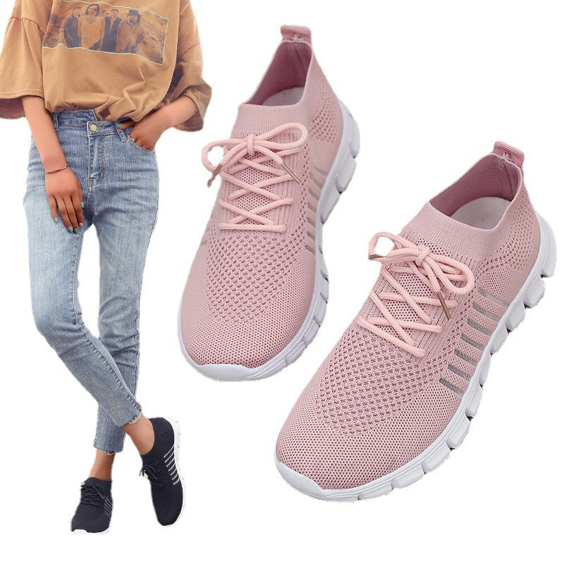 Damen Sportliche Sneaker mit atmungsaktiver Netzstruktur und rutschfester Sohle EB