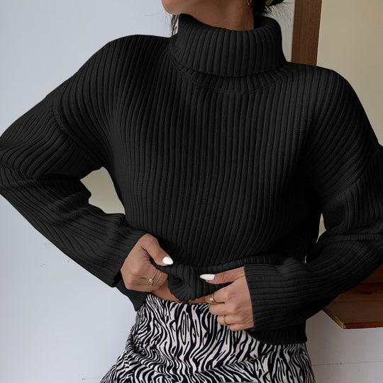 Damen Hochwertiger Rollkragenpullover mit strukturiertem Rippstrick EB