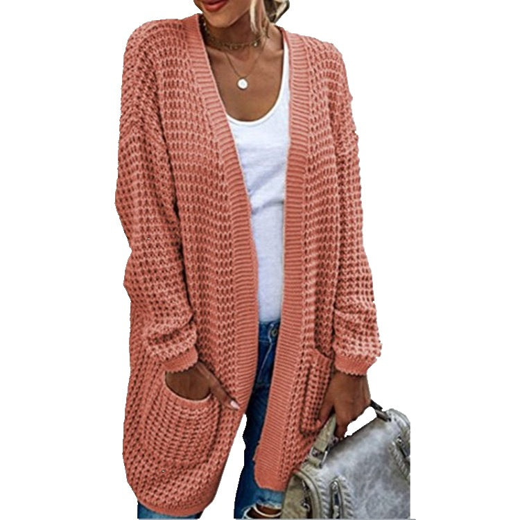 Damen Grob gestrickter Cardigan mit lässigem Schnitt und praktischen Taschen EB