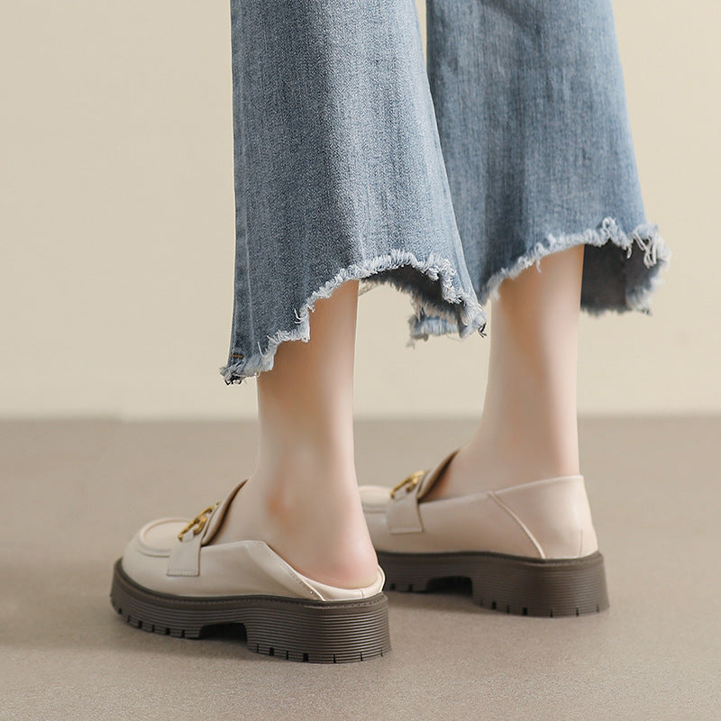 Damen Mokassin-Schuhe mit modischer Schnallenverzierung und robuster Sohle EB