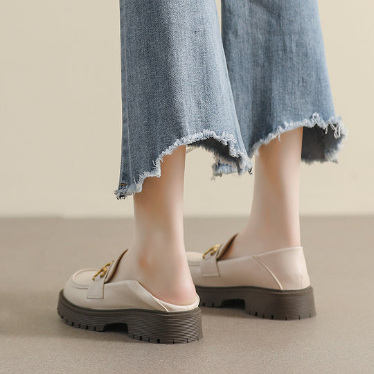 Damen Mokassin-Schuhe mit modischer Schnallenverzierung und robuster Sohle EB
