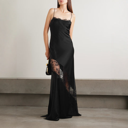 Damen Elegantes Abendkleid mit raffiniertem Spitzenbesatz EB