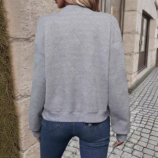 Damen sportliche Bomberjacke mit strukturiertem Design und hohen Bündchen EB