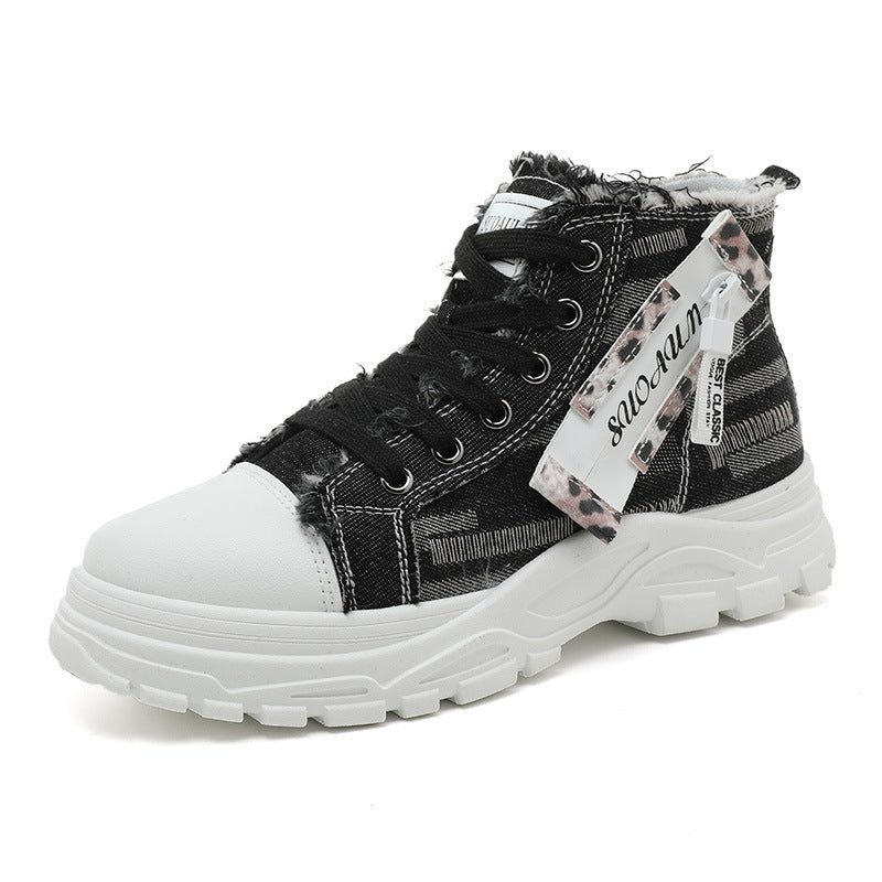 Damen hochschneider Sneakers mit trendiger Markenplakette und einzigartigem Design EB