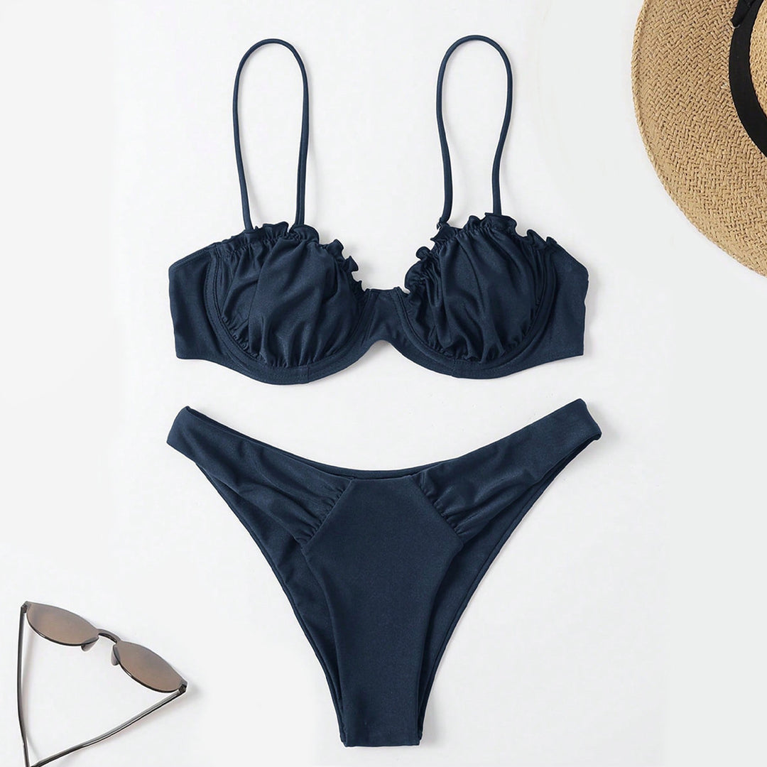Damen Push-Up-Bikini mit Raffung und verstellbaren Trägern EB